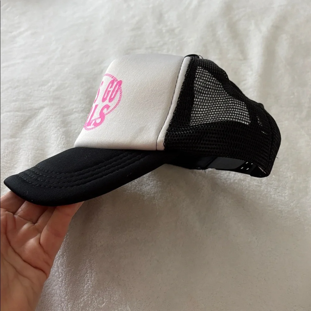 Trucker Hat Western Let’s Go Girls Black‎ & White Pink Adjustable SnapBack NEW